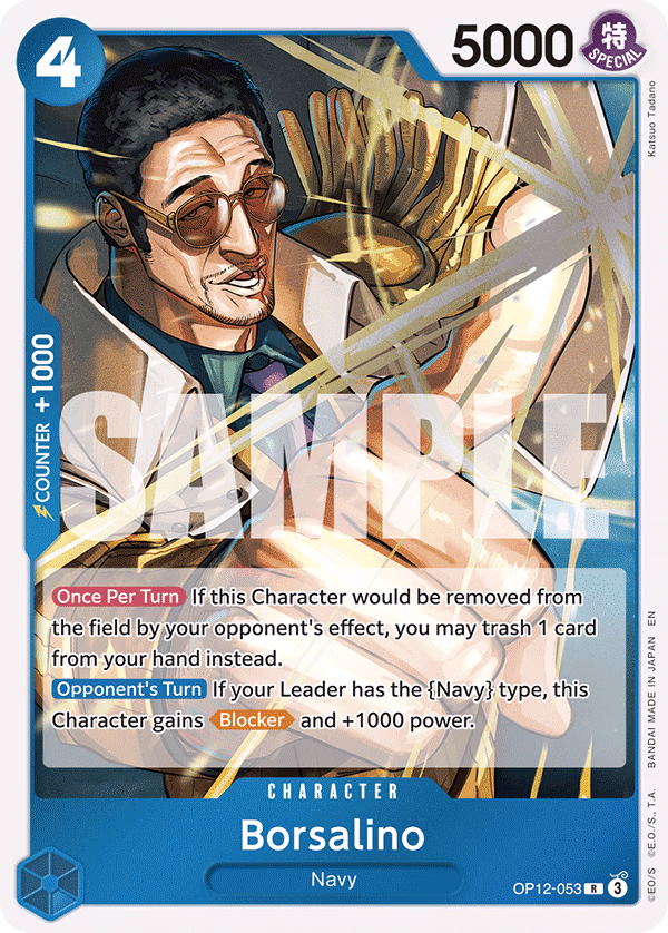 Borsalino One Piece card (OP12-053, Legacy of the Master)