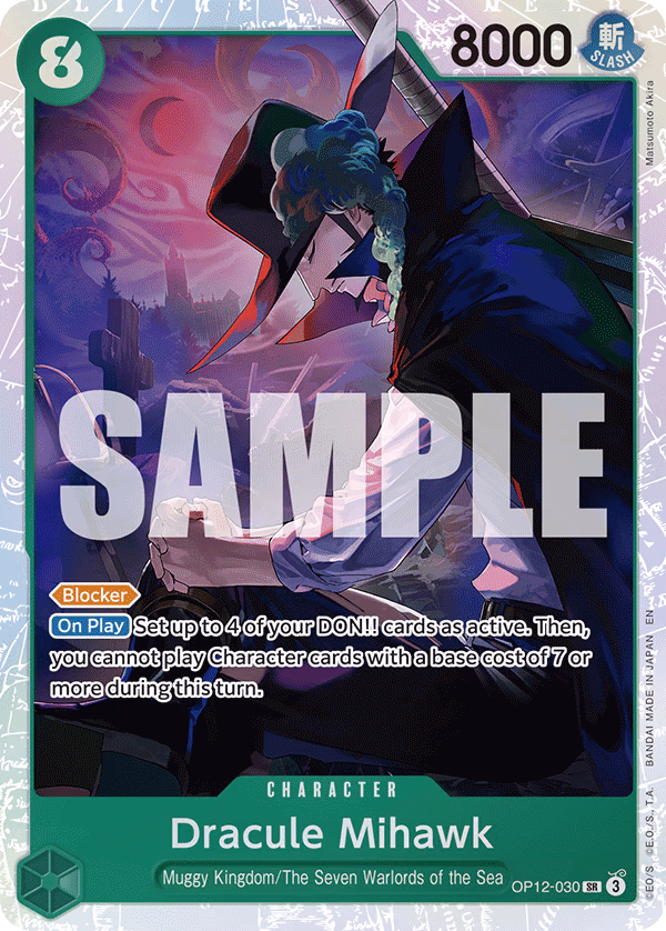 Dracule Mihawk One Piece card (OP12-030, Legacy of the Master)