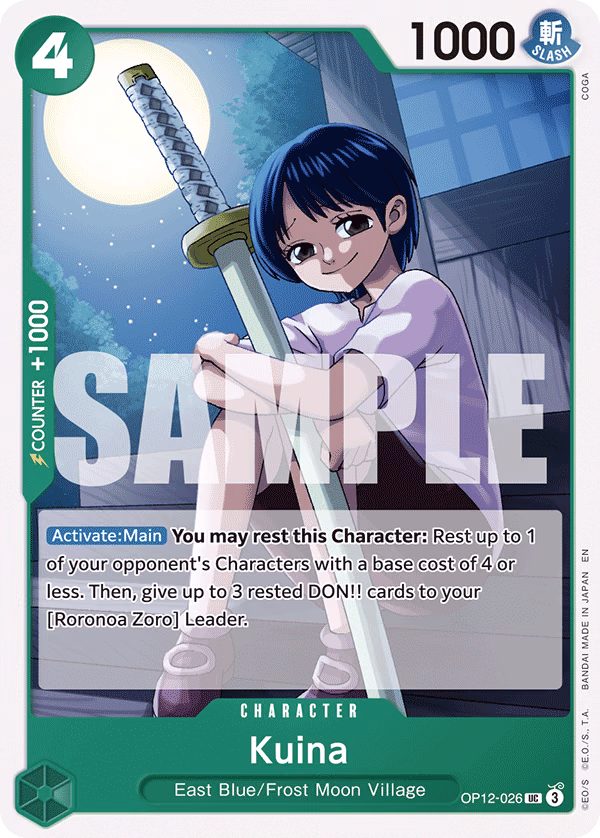 Kuina One Piece card (OP12-026, Legacy of the Master)