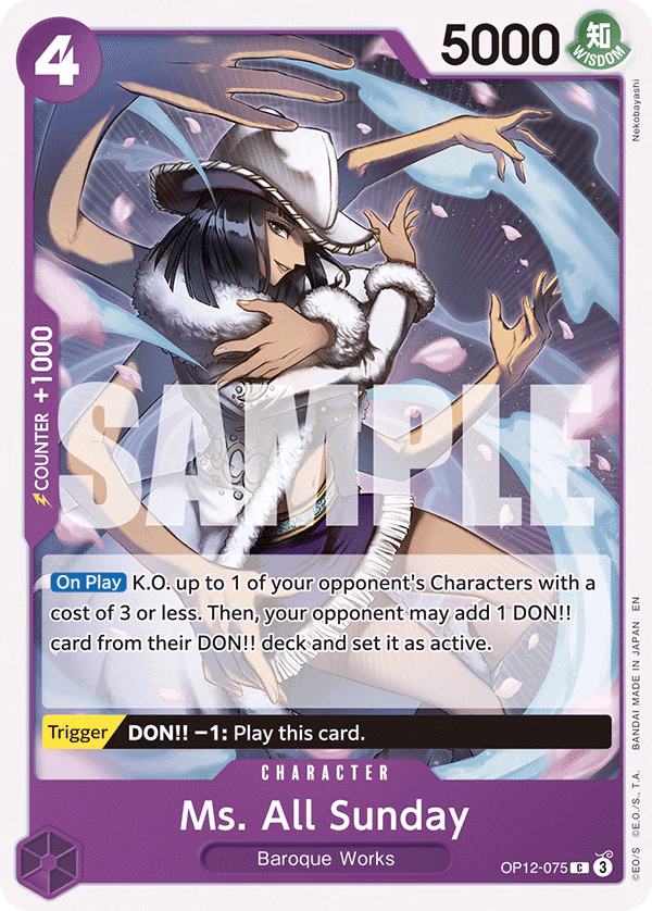 Ms. All Sunday One Piece card (OP12-075, Legacy of the Master)