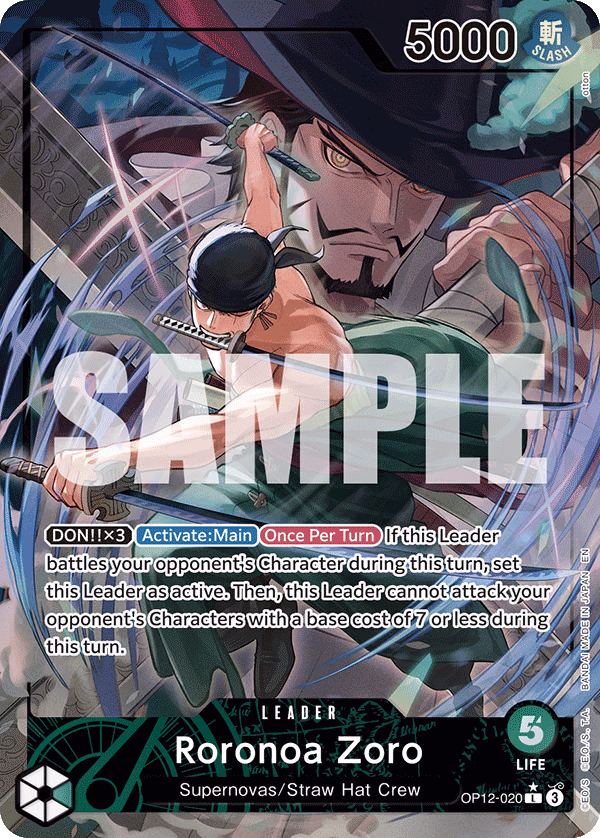 Roronoa Zoro (Alternate Art) One Piece card (OP12-020, Legacy of the Master)