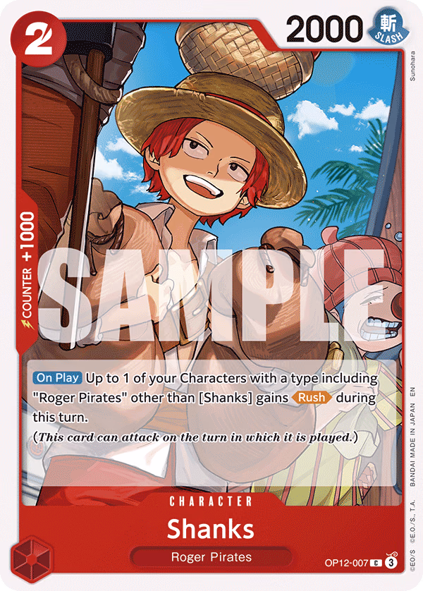 Shanks One Piece card (OP12-007, Legacy of the Master)