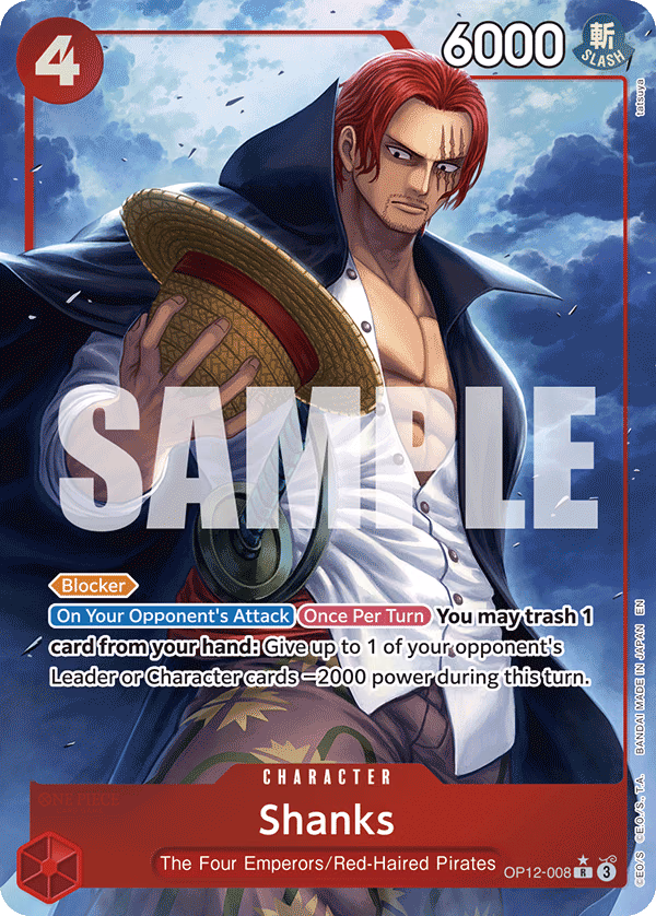 Shanks (Alternate Art) One Piece card (OP12-008, Legacy of the Master)