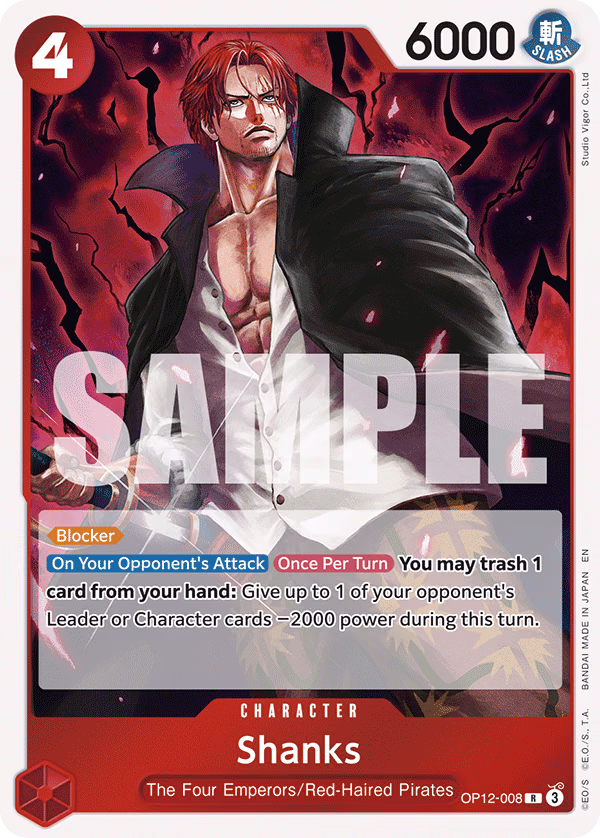 Shanks One Piece card (OP12-008, Legacy of the Master)