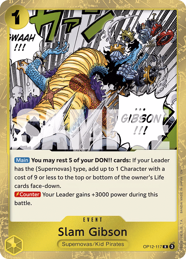 Slam Gibson One Piece card (OP12-117, Legacy of the Master)