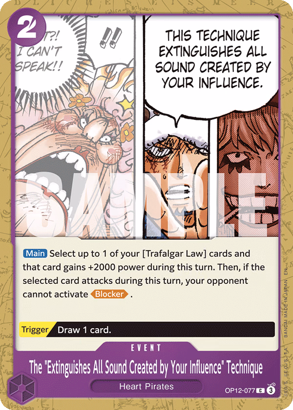 The "Extinguishes All Sound Created by Your Influence" Technique One Piece card (OP12-077, Legacy of the Master)