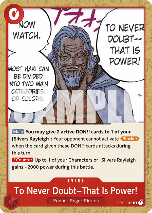 To Never Doubt--That Is Power! One Piece card (OP12-016, Legacy of the Master)