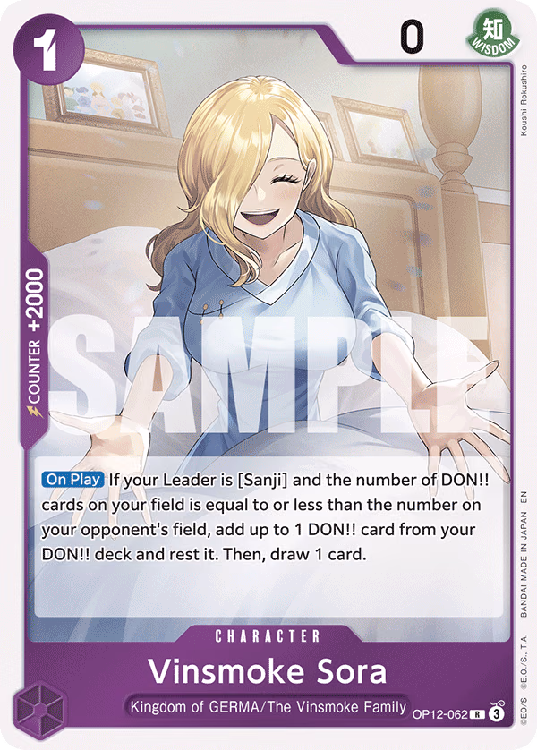 Vinsmoke Sora One Piece card (OP12-062, Legacy of the Master)