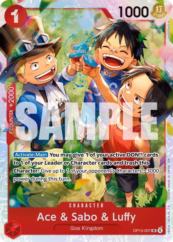 Ace & Sabo & Luffy One Piece card (OP13-007, Carrying On His Will)
