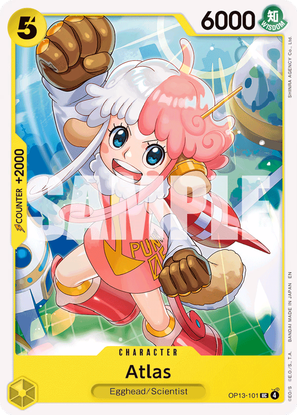 Atlas One Piece card (OP13-101, Carrying On His Will)