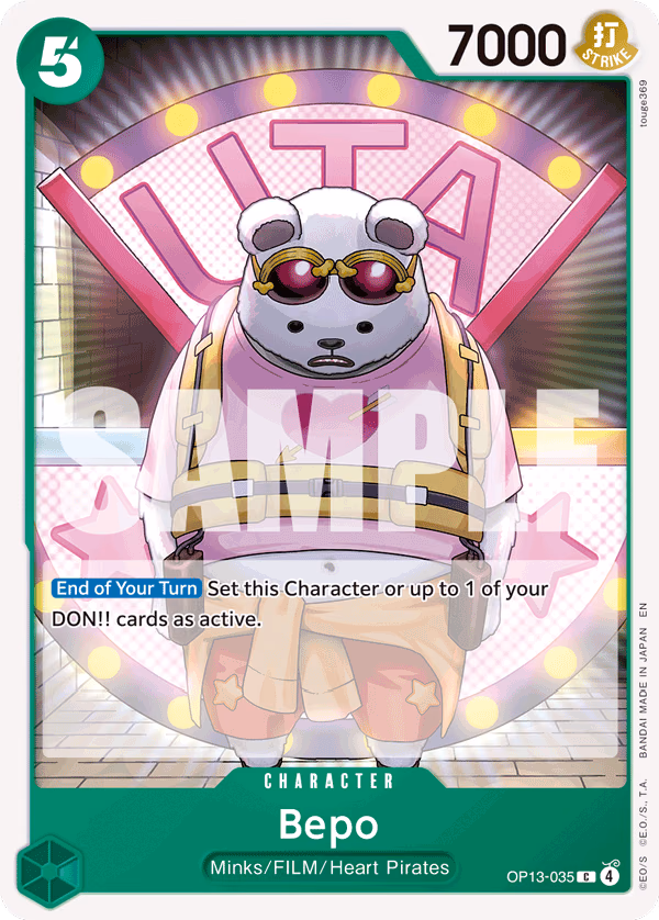 Bepo One Piece card (OP13-035, Carrying On His Will)