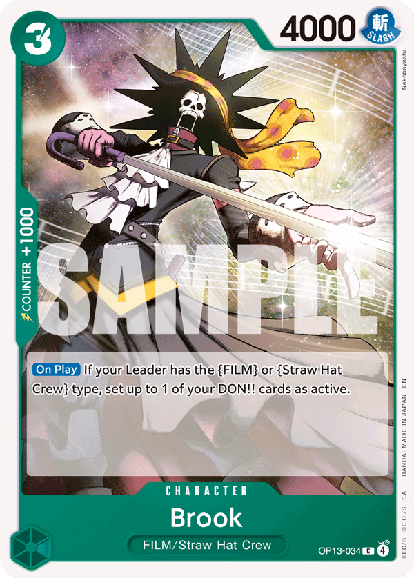 Brook One Piece card (OP13-034, Carrying On His Will)