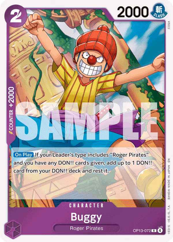 Buggy One Piece card (OP13-072, Carrying On His Will)