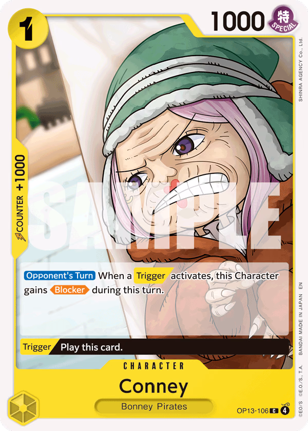Conney One Piece card (OP13-106, Carrying On His Will)