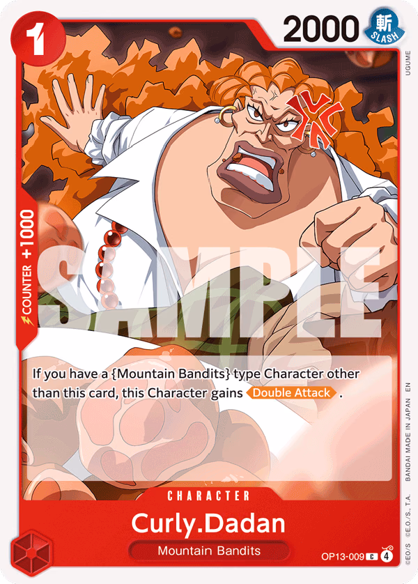 Curly.Dadan One Piece card (OP13-009, Carrying On His Will)