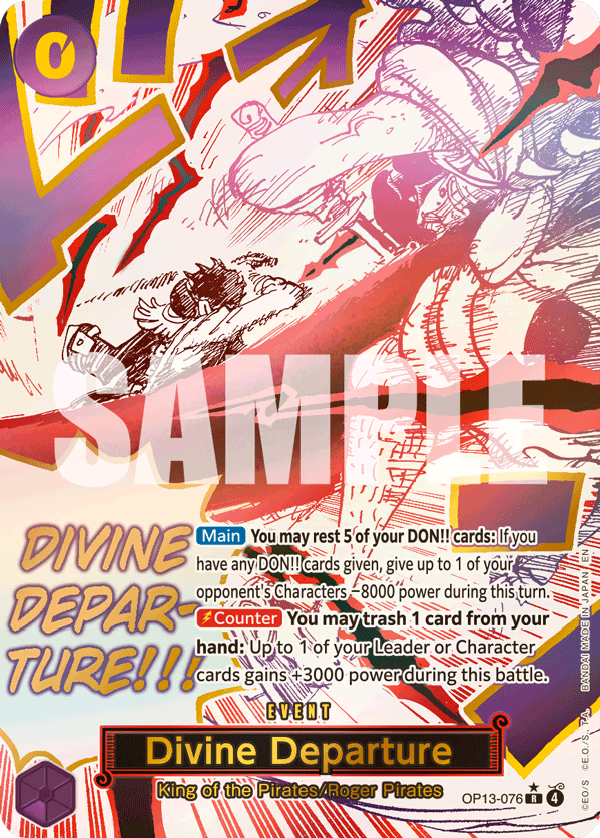 Divine Departure (Alternate Art) One Piece card (OP13-076, Carrying On His Will)