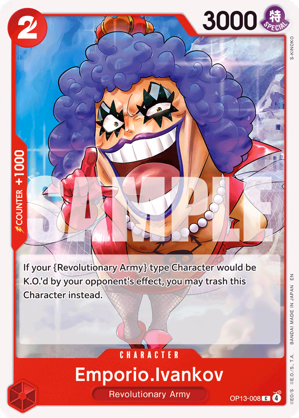 Emporio.Ivankov One Piece card (OP13-008, Carrying On His Will)