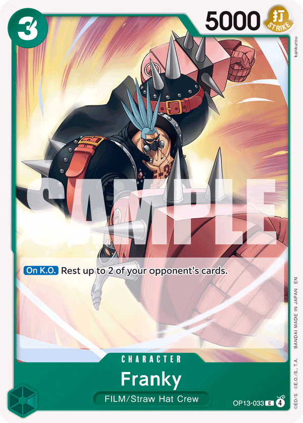 Franky One Piece card (OP13-033, Carrying On His Will)