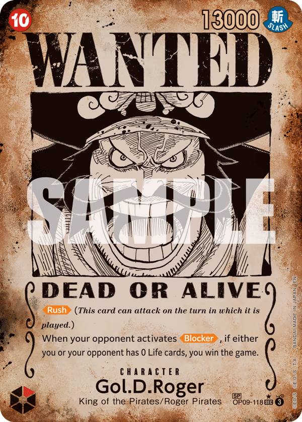 Gol.D.Roger (SP Card Wanted Poster) One Piece card (OP09-118, Carrying On His Will)