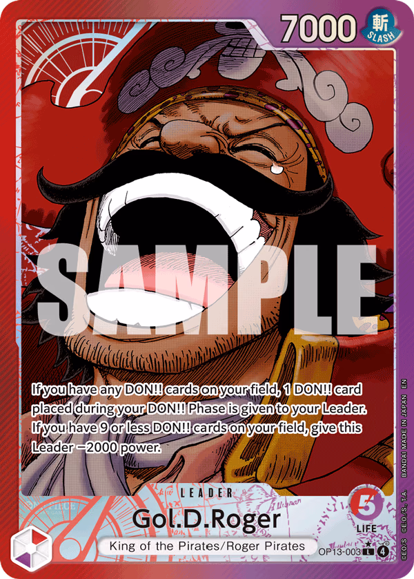 Gol.D.Roger (Alternate Art) One Piece card (OP13-003, Carrying On His Will)