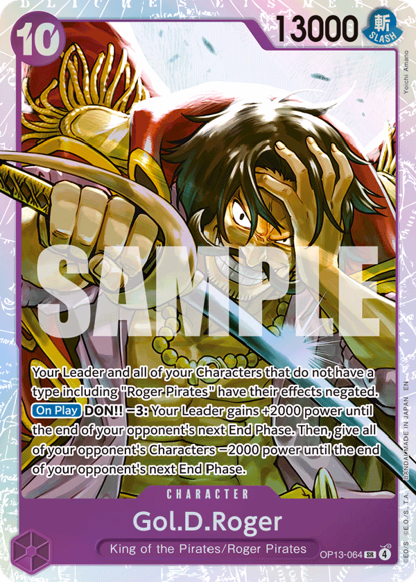 Gol.D.Roger One Piece card (OP13-064, Carrying On His Will)
