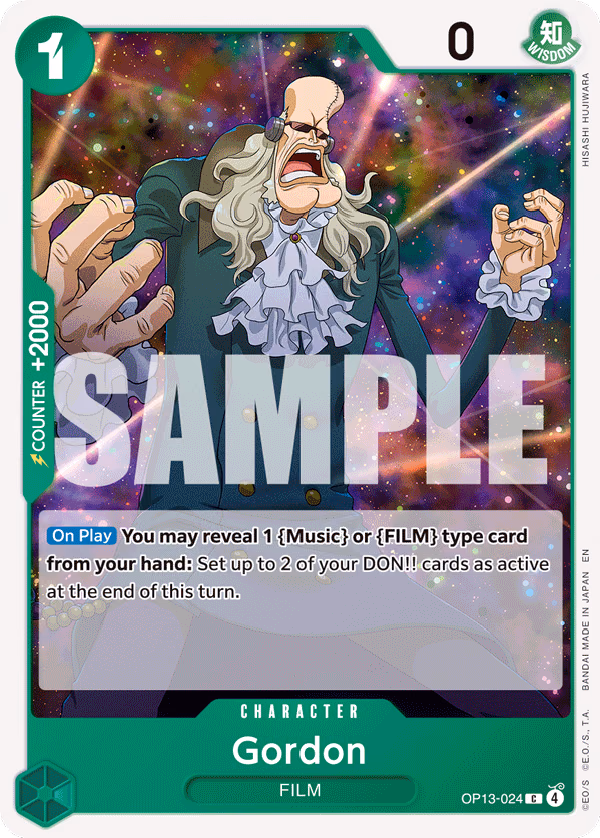 Gordon One Piece card (OP13-024, Carrying On His Will)