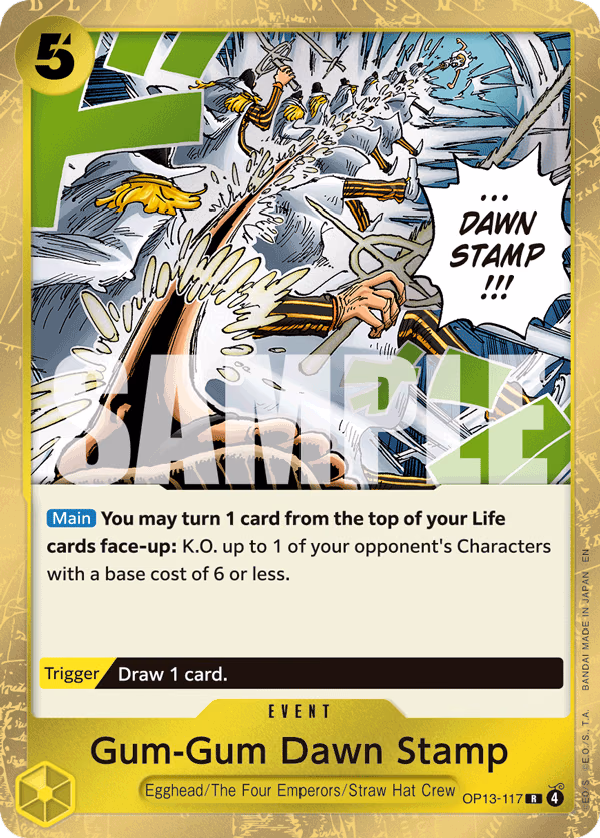 Gum-Gum Dawn Stamp One Piece card (OP13-117, Carrying On His Will)