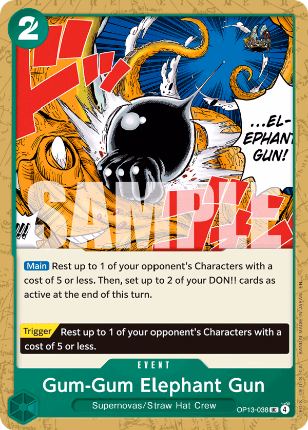 Gum-Gum Elephant Gun One Piece card (OP13-038, Carrying On His Will)