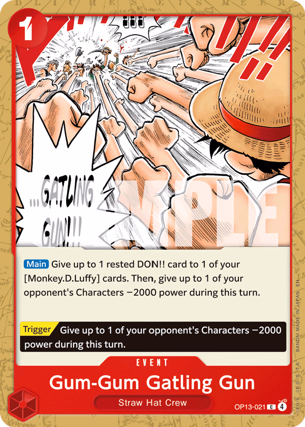 Gum-Gum Gatling Gun One Piece card (OP13-021, Carrying On His Will)
