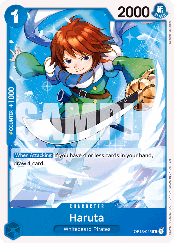 Haruta One Piece card (OP13-045, Carrying On His Will)