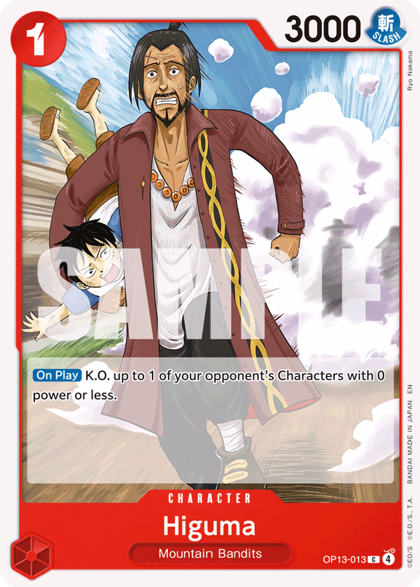 Higuma One Piece card (OP13-013, Carrying On His Will)