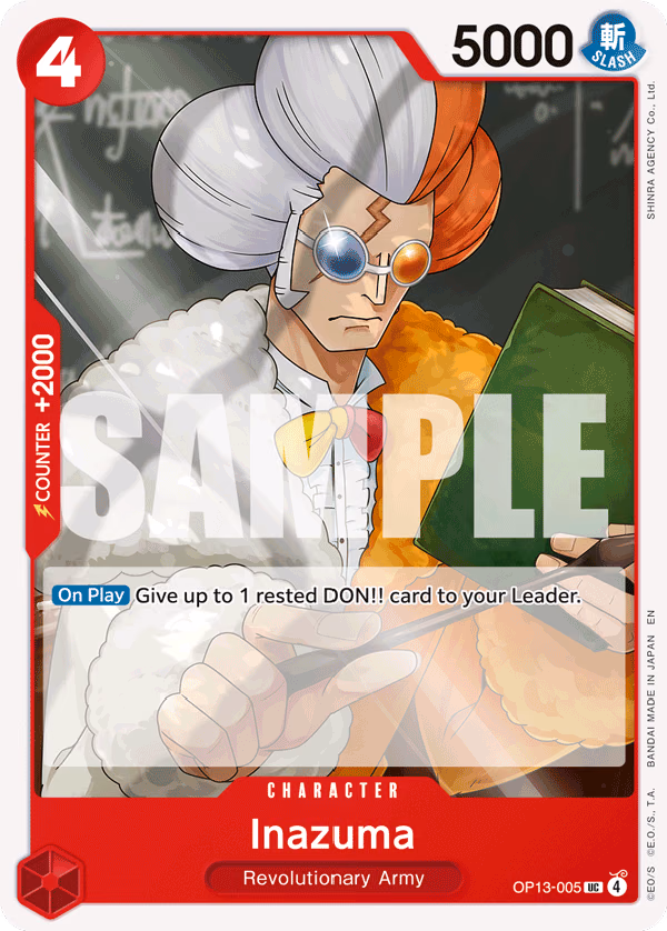 Inazuma One Piece card (OP13-005, Carrying On His Will)