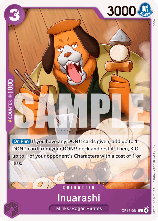 Inuarashi One Piece card (OP13-061, Carrying On His Will)