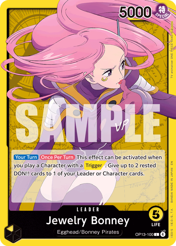 Jewelry Bonney One Piece card (OP13-100, Carrying On His Will)