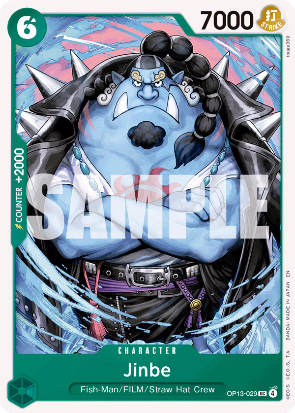 Jinbe One Piece card (OP13-029, Carrying On His Will)