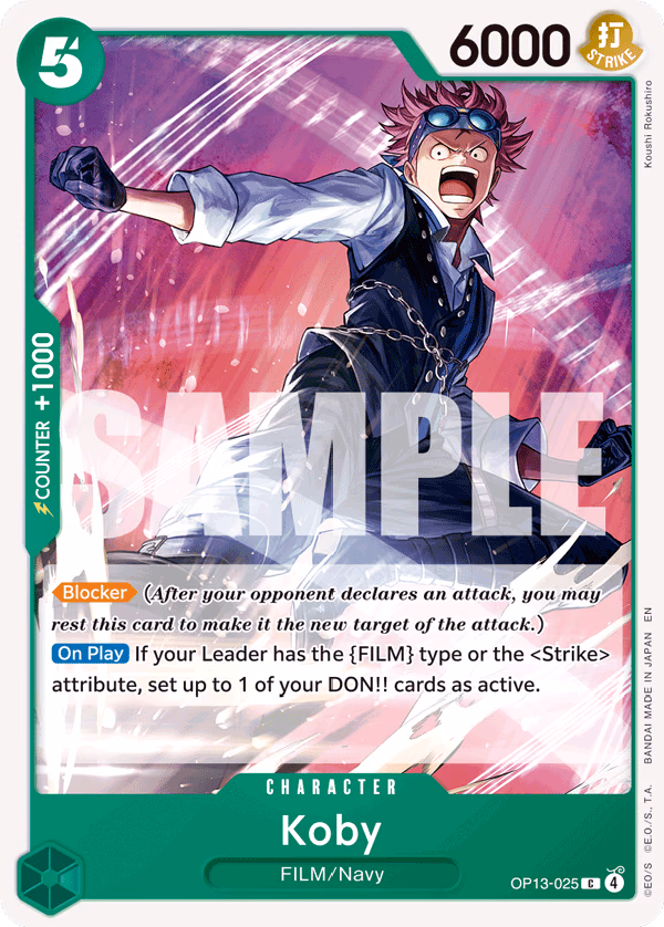 Koby One Piece card (OP13-025, Carrying On His Will)