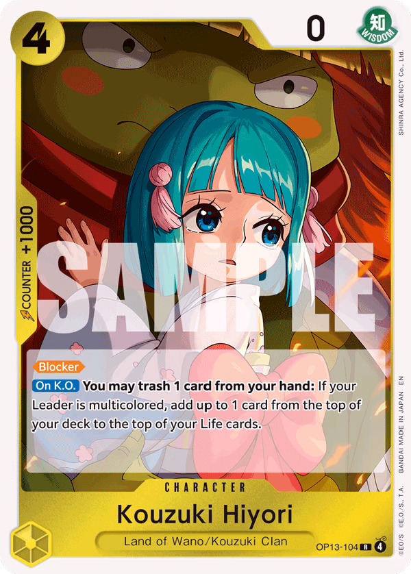 Kouzuki Hiyori One Piece card (OP13-104, Carrying On His Will)