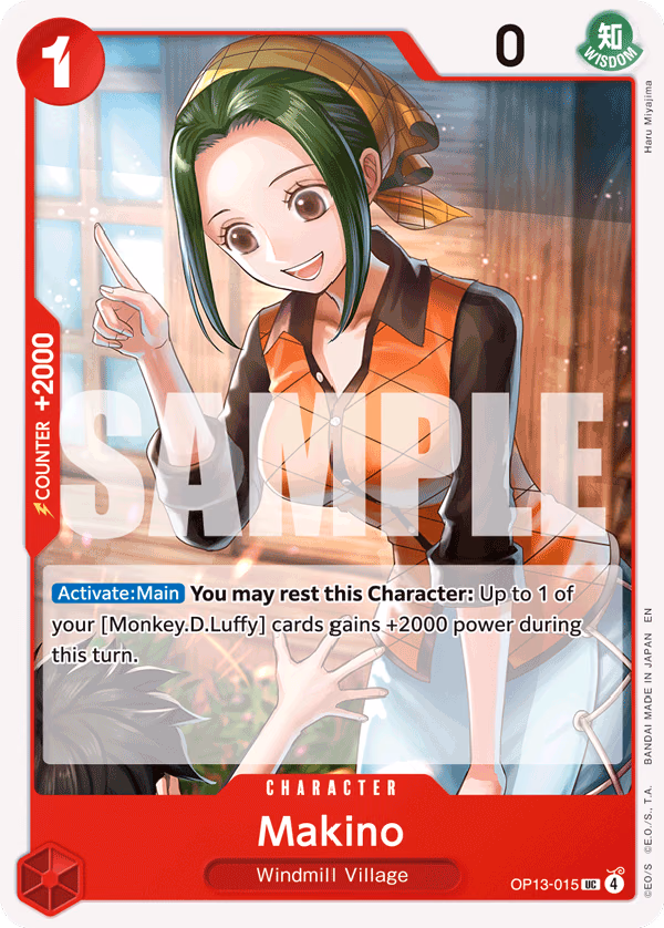Makino One Piece card (OP13-015, Carrying On His Will)