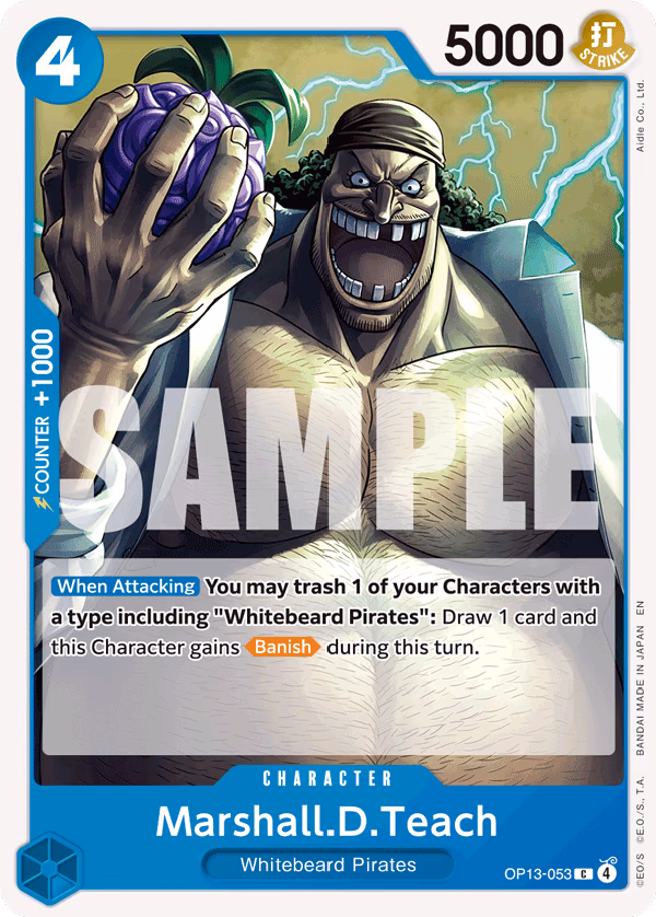 Marshall.D.Teach One Piece card (OP13-053, Carrying On His Will)