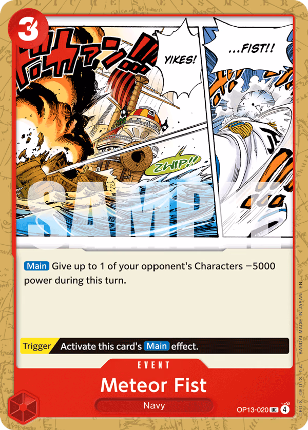 Meteor Fist One Piece card (OP13-020, Carrying On His Will)