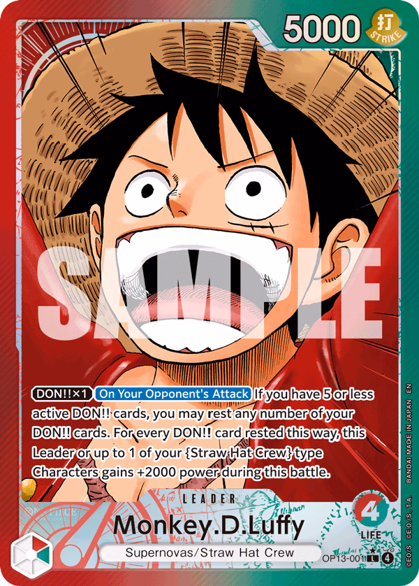 Monkey.D.Luffy (Alternate Art) One Piece card (OP13-001, Carrying On His Will)