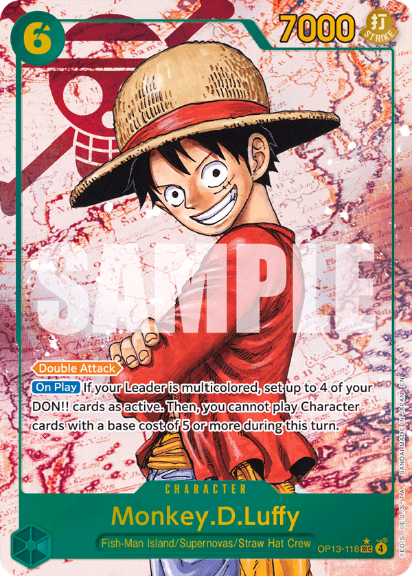 Monkey.D.Luffy (Red Super Alternate Art) One Piece card (OP13-118, Carrying On His Will)