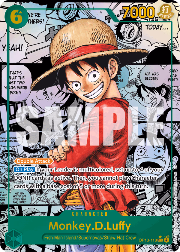 Monkey.D.Luffy (Super Alternate Art) One Piece card (OP13-118, Carrying On His Will)
