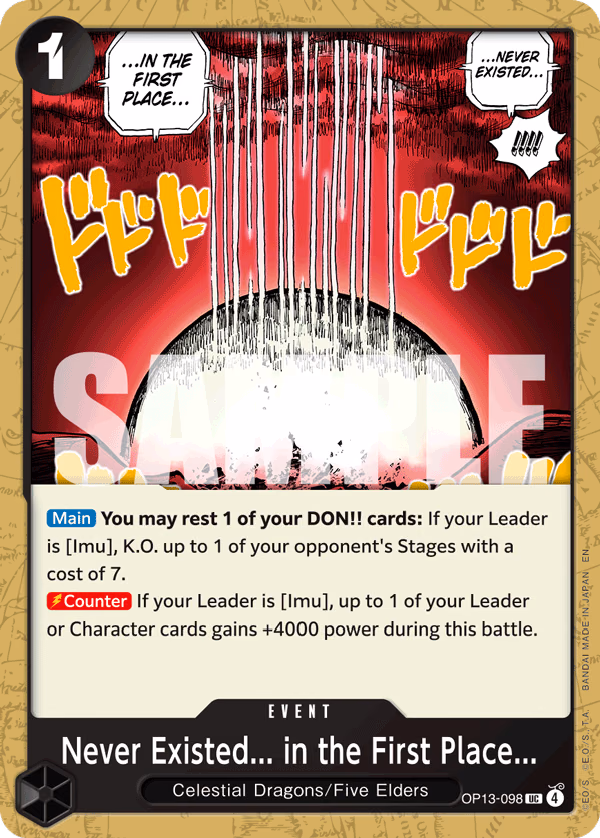 Never Existed... in the First Place... One Piece card (OP13-098, Carrying On His Will)