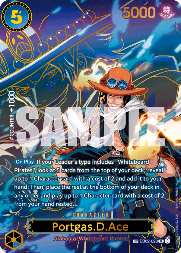 Portgas.D.Ace (SP Card) One Piece card (EB02-028, Carrying On His Will)