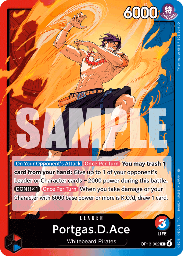 Portgas.D.Ace One Piece card (OP13-002, Carrying On His Will)