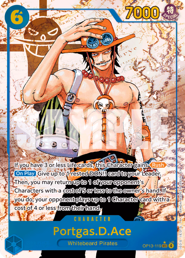 Portgas.D.Ace (Red Super Alternate Art) One Piece card (OP13-119, Carrying On His Will)