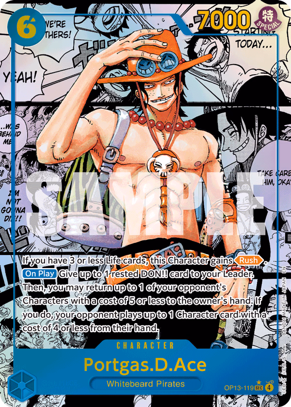 Portgas.D.Ace (Super Alternate Art) One Piece card (OP13-119, Carrying On His Will)