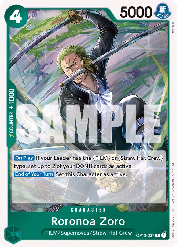 Roronoa Zoro One Piece card (OP13-037, Carrying On His Will)