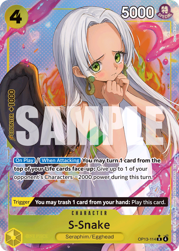 S-Snake (Alternate Art) One Piece card (OP13-114, Carrying On His Will)